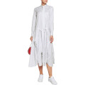 Pussy Bow Asymmetric Striped Cotton Poplinoffice MIDI Striped Dress